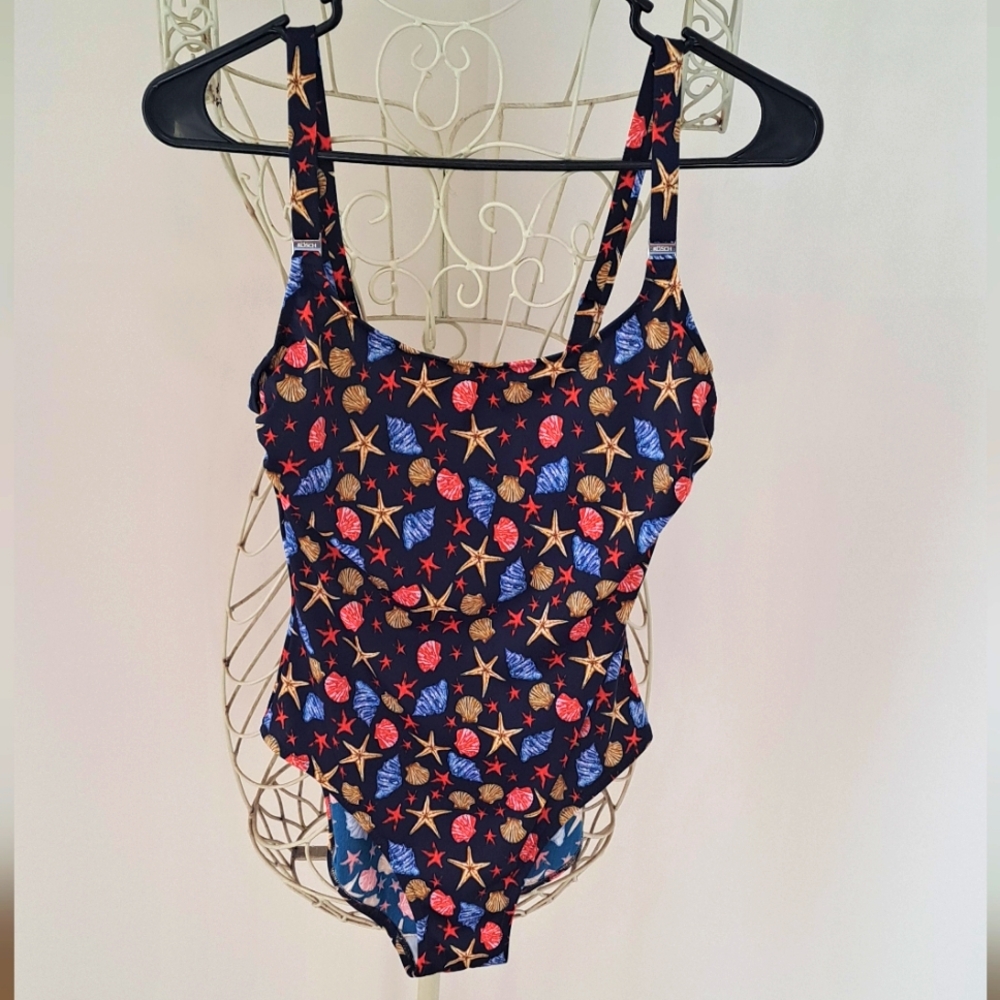 NWOT- Rosch Coastal Nautical Theme One Piece Swimsuit, Size Small.